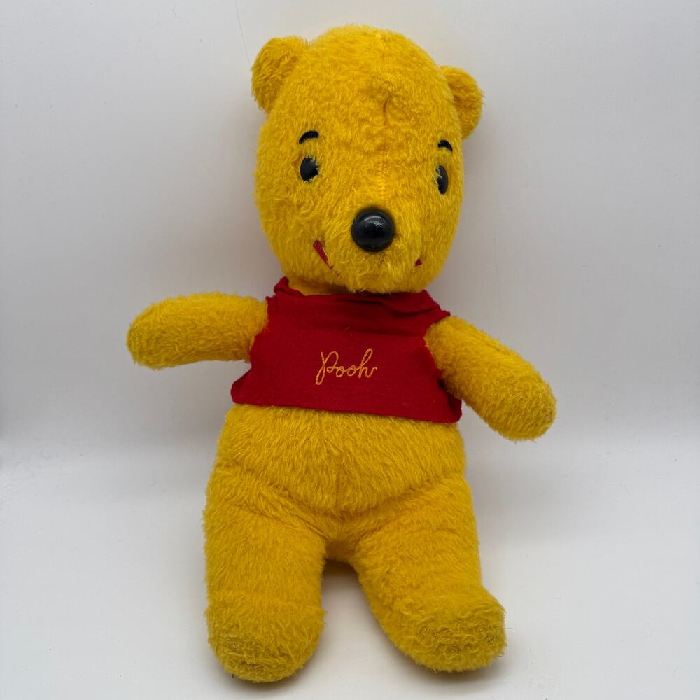 Vintage Disney Winnie the Pooh Plush Bear Red Shirt Stuffed Animal